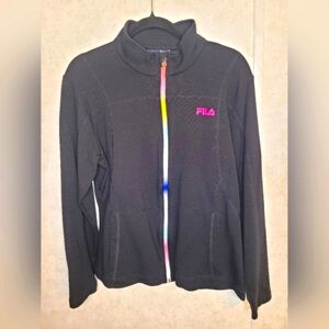 FILA Black Jacket with Rainbow Zipper sz XL